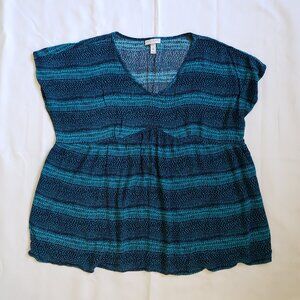 Liz Lange Maternity XXL stretch shirt casual empire waist wide stripe coastal